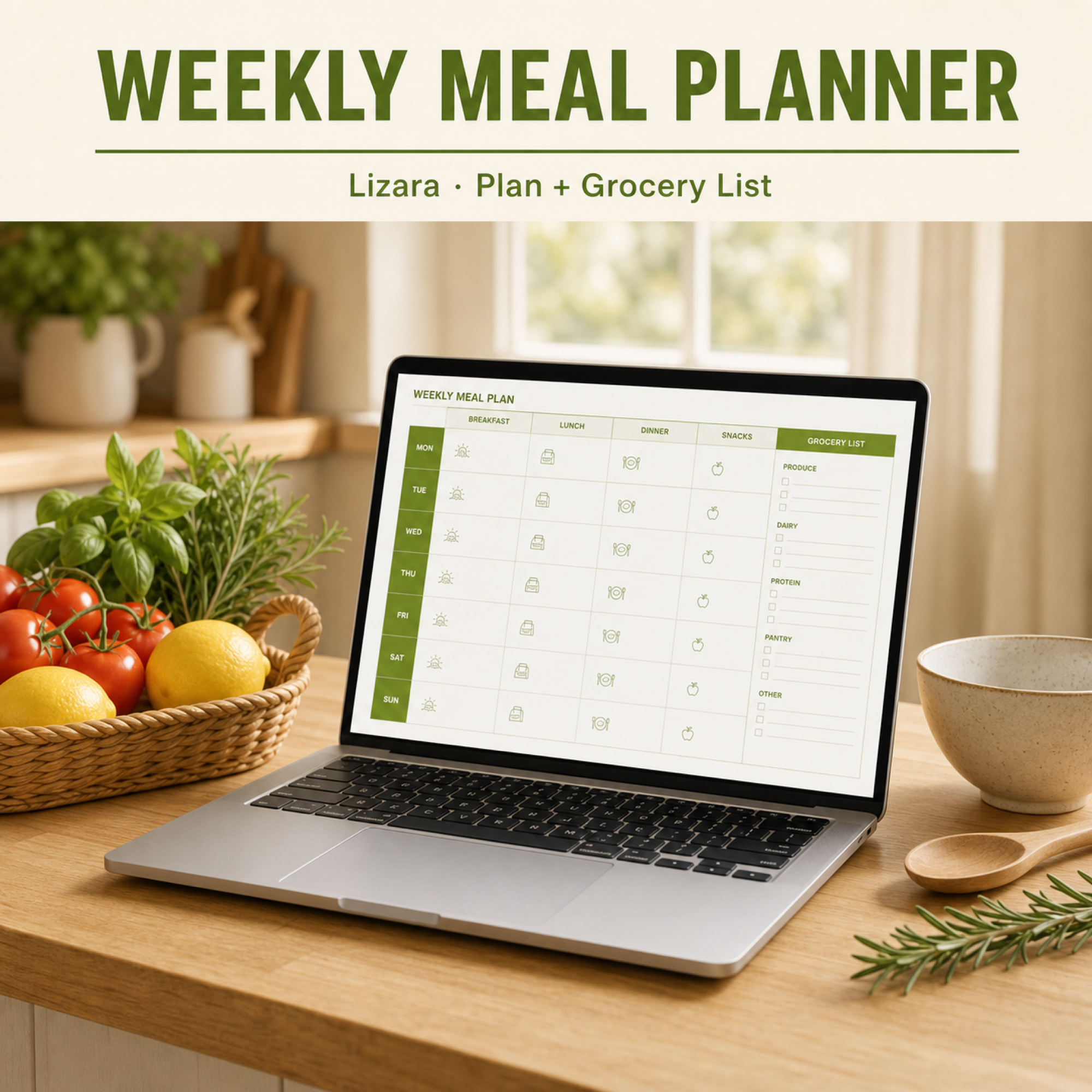 Weekly Meal Planner Spreadsheet