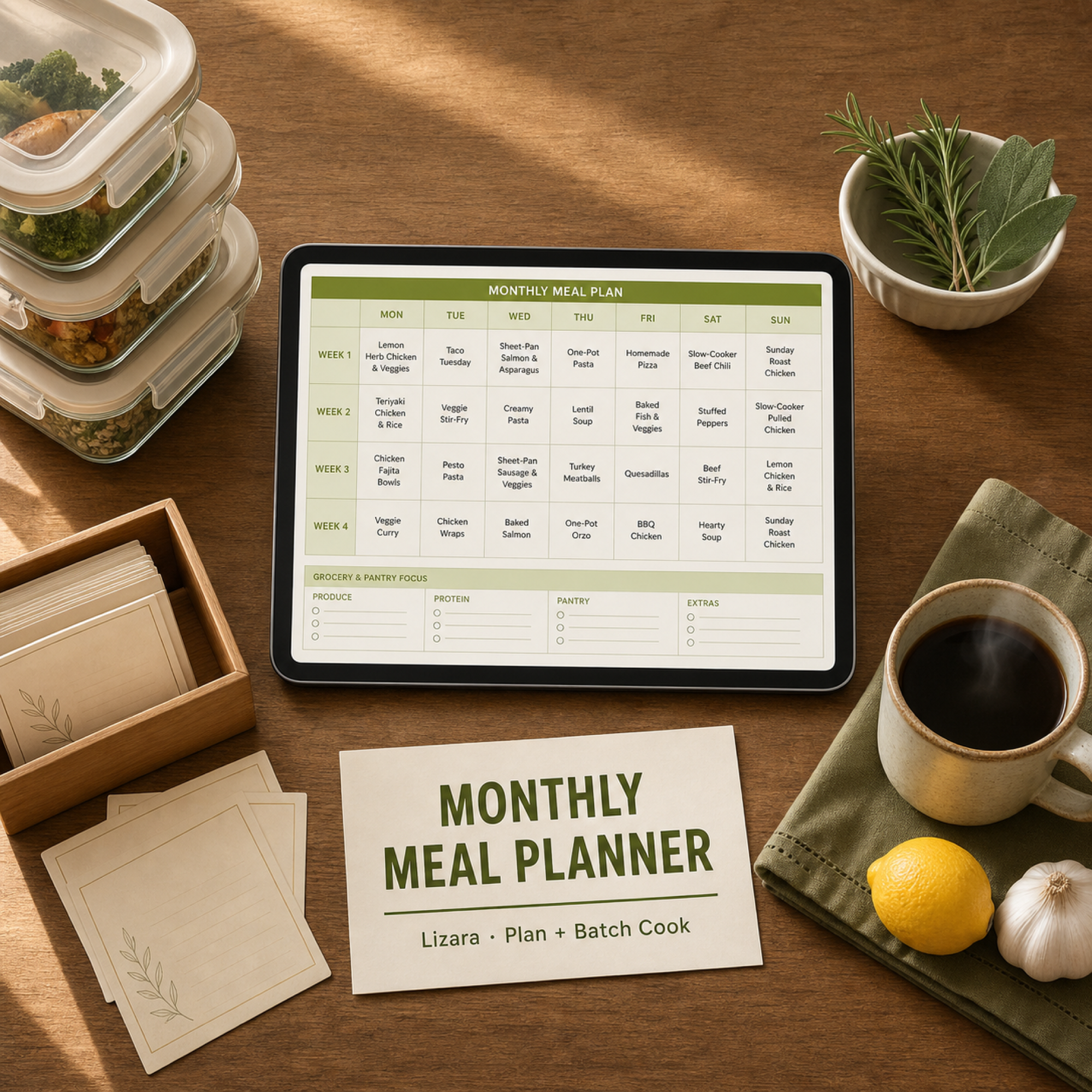 Monthly Meal Planner Spreadsheet