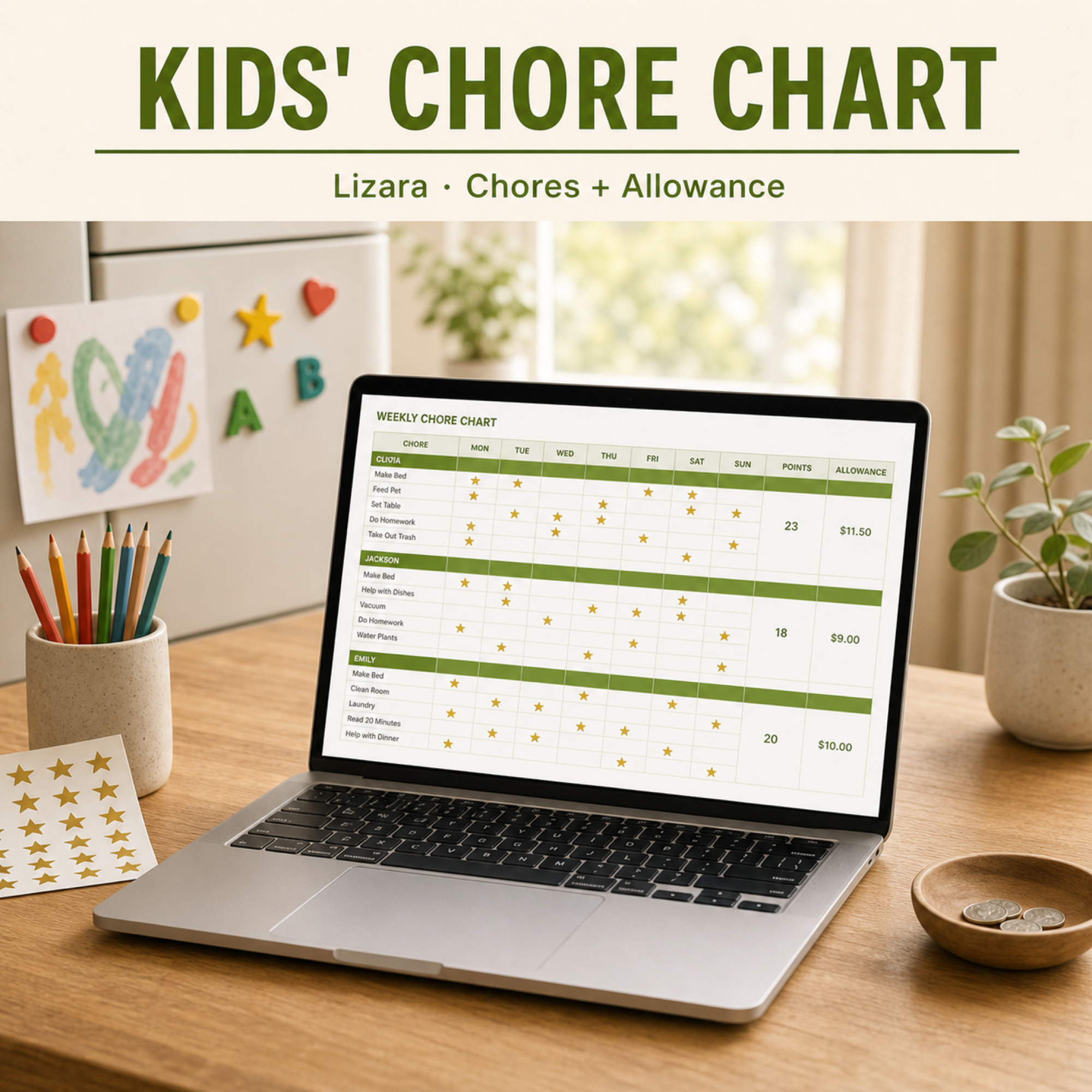 Kids Chore Chart Spreadsheet