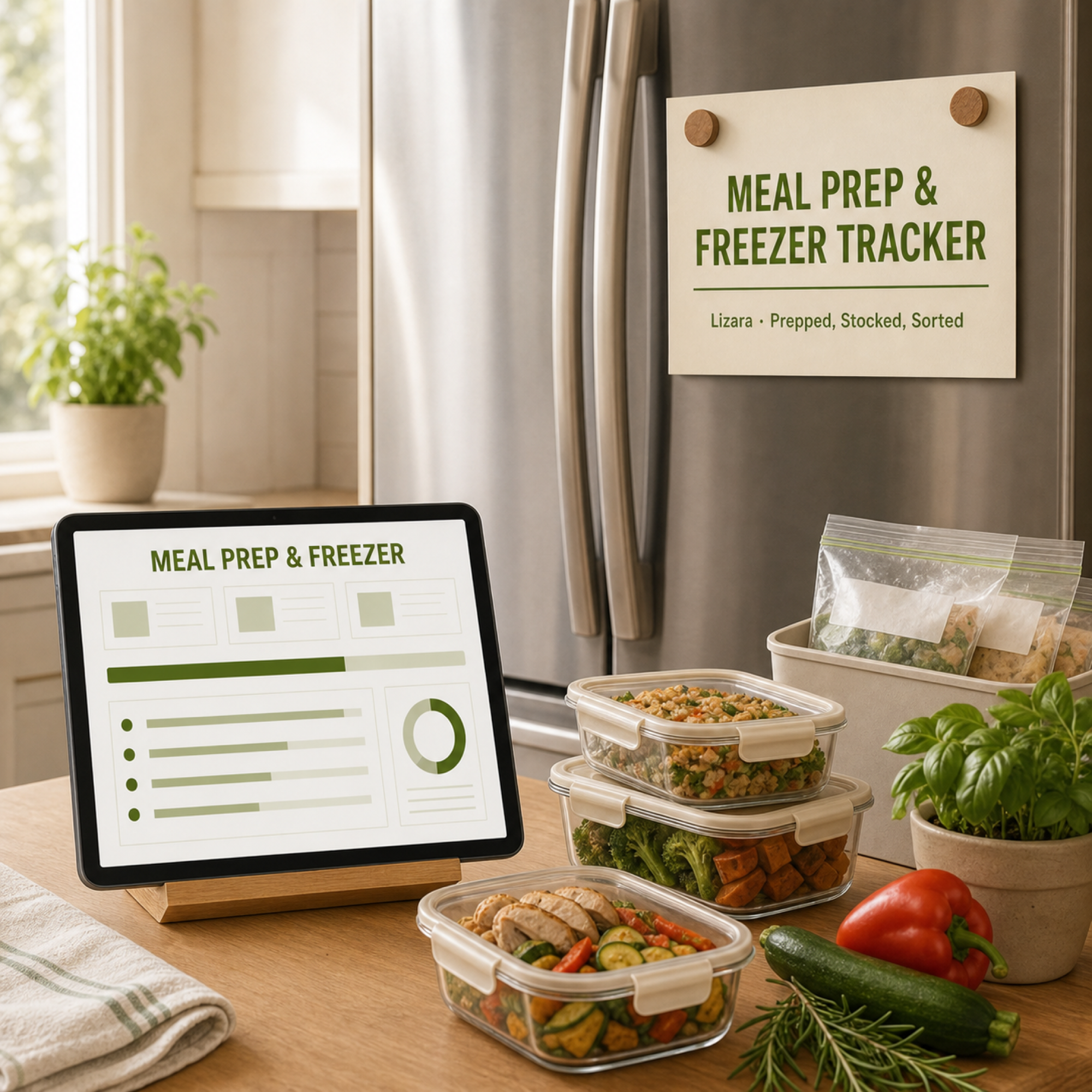 Meal Prep and Freezer Inventory Tracker Spreadsheet